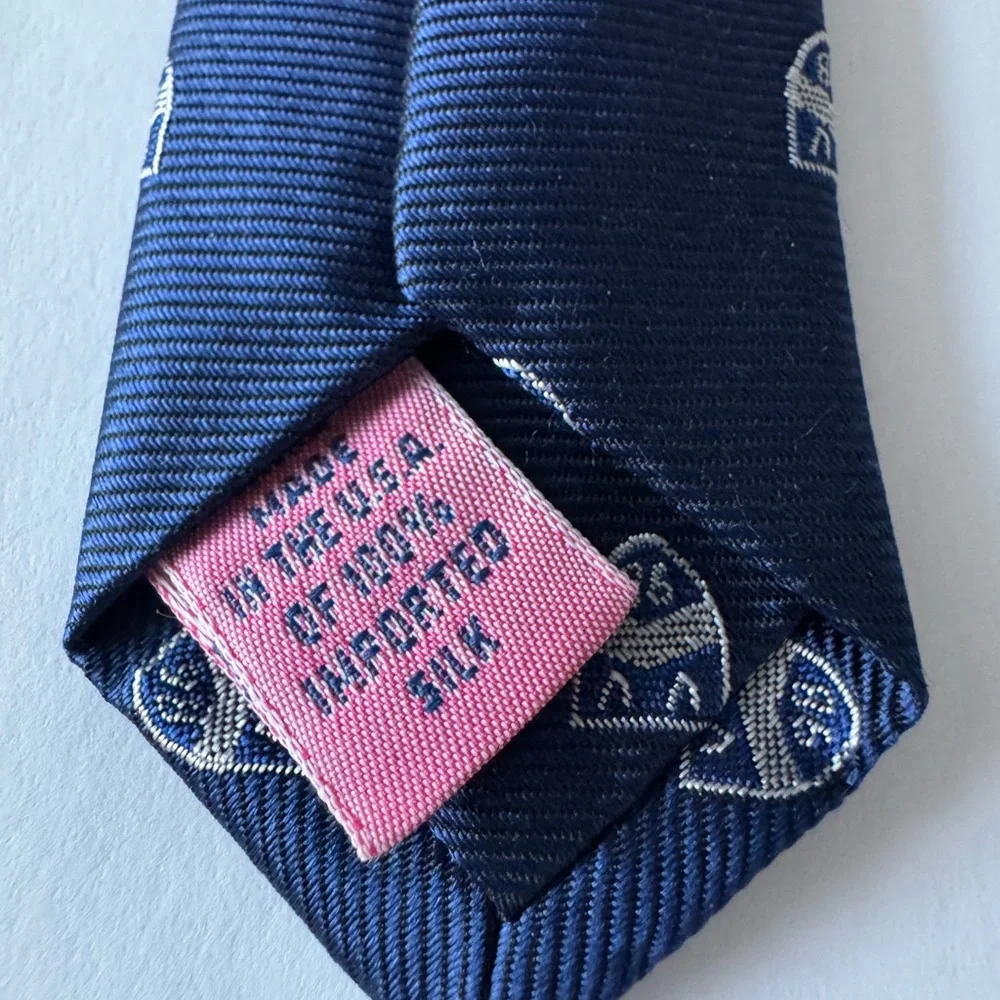 Vineyard Vines Navy Blue Kids Tie with Shield Pattern